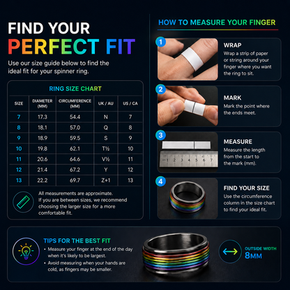 Rainbow Spinner Ring (Black)