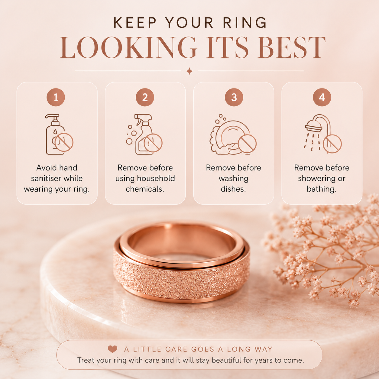 Rose Gold Glitter Spinner Ring