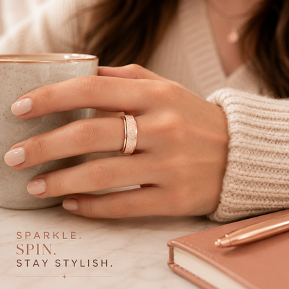 Rose Gold Glitter Spinner Ring