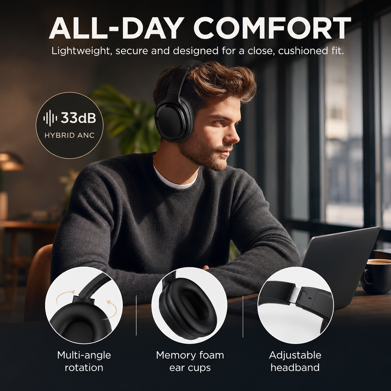 SE7D Wireless Active Noise Cancelling Headphones