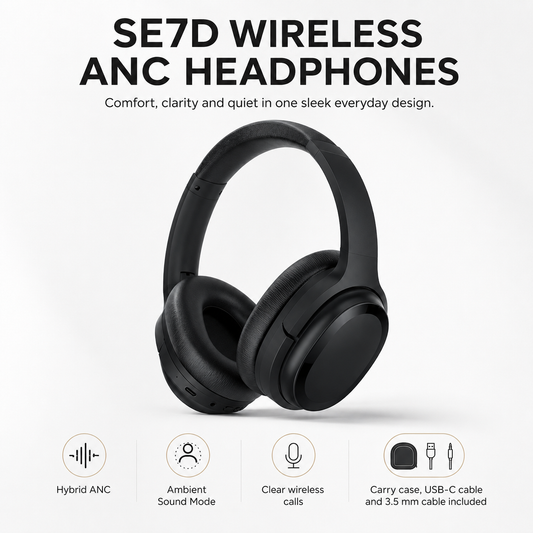 SE7D Wireless Active Noise Cancelling Headphones