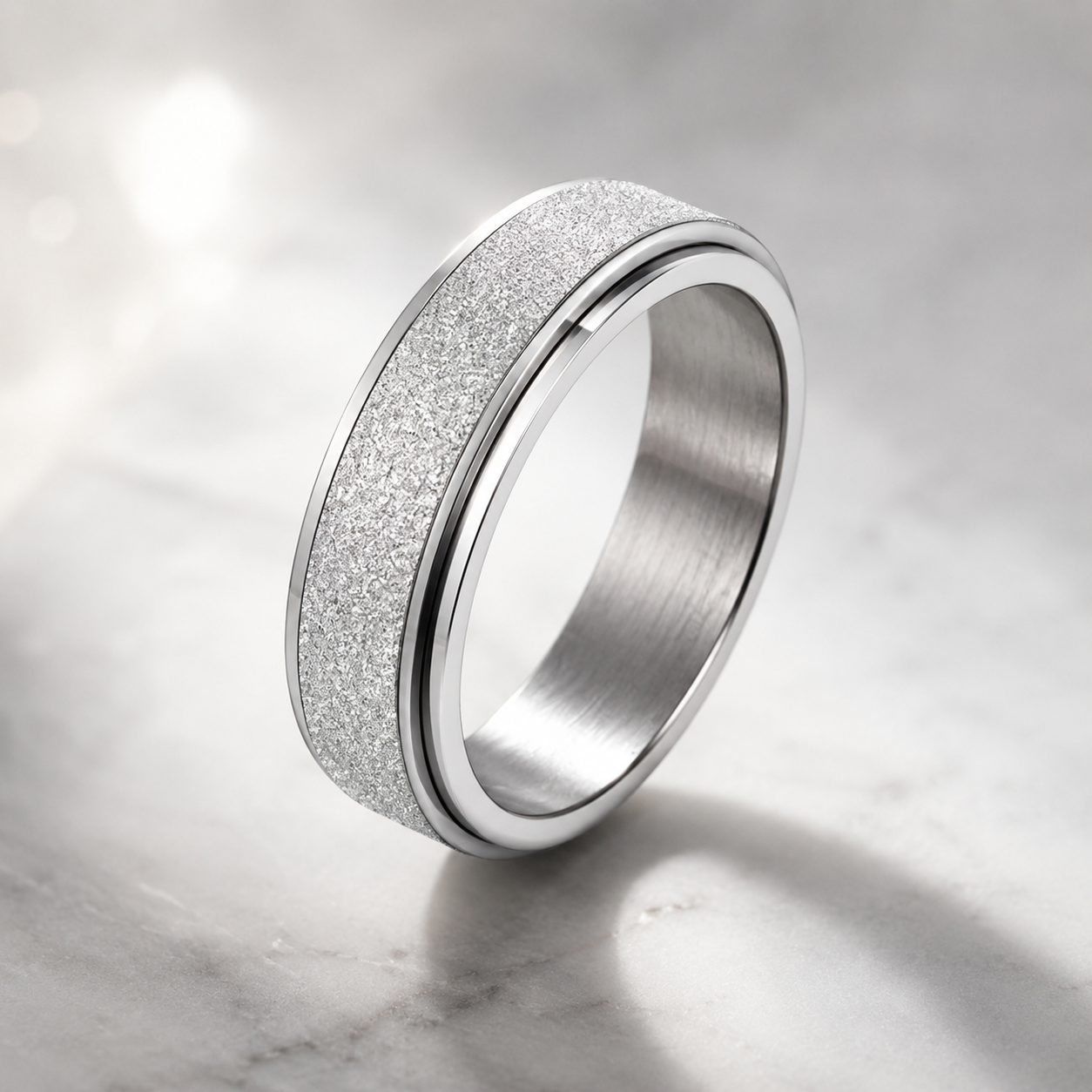 Silver Glitter Spinner Ring