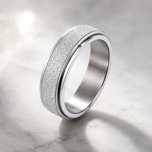Silver Glitter Spinner Ring