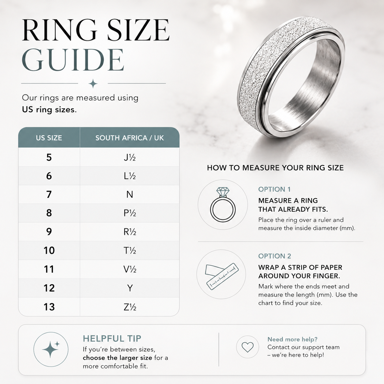 Silver Glitter Spinner Ring