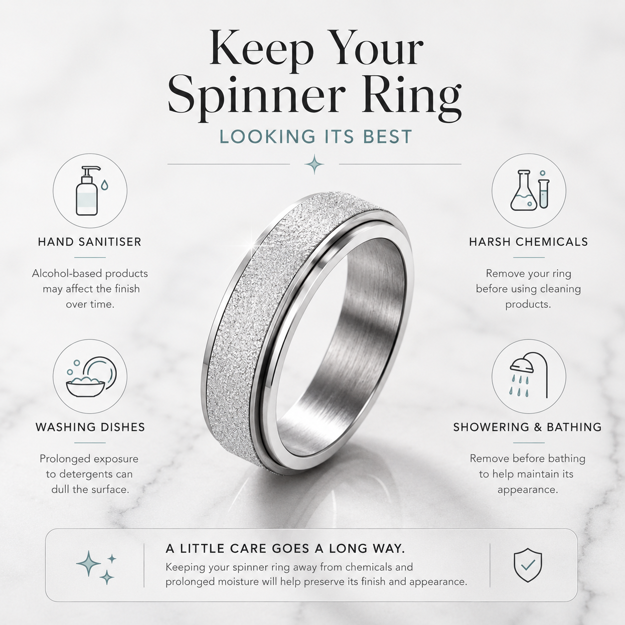 Silver Glitter Spinner Ring