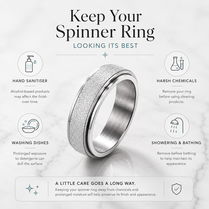 Silver Glitter Spinner Ring