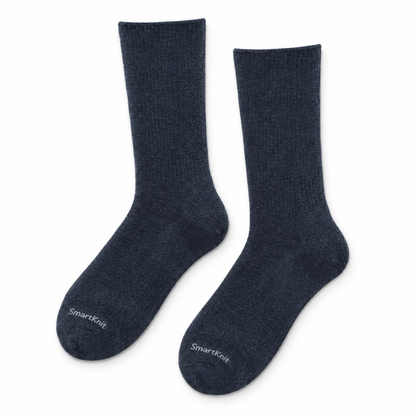 SmartKnit Seamless Navy Diabetic Crew Socks (Large)