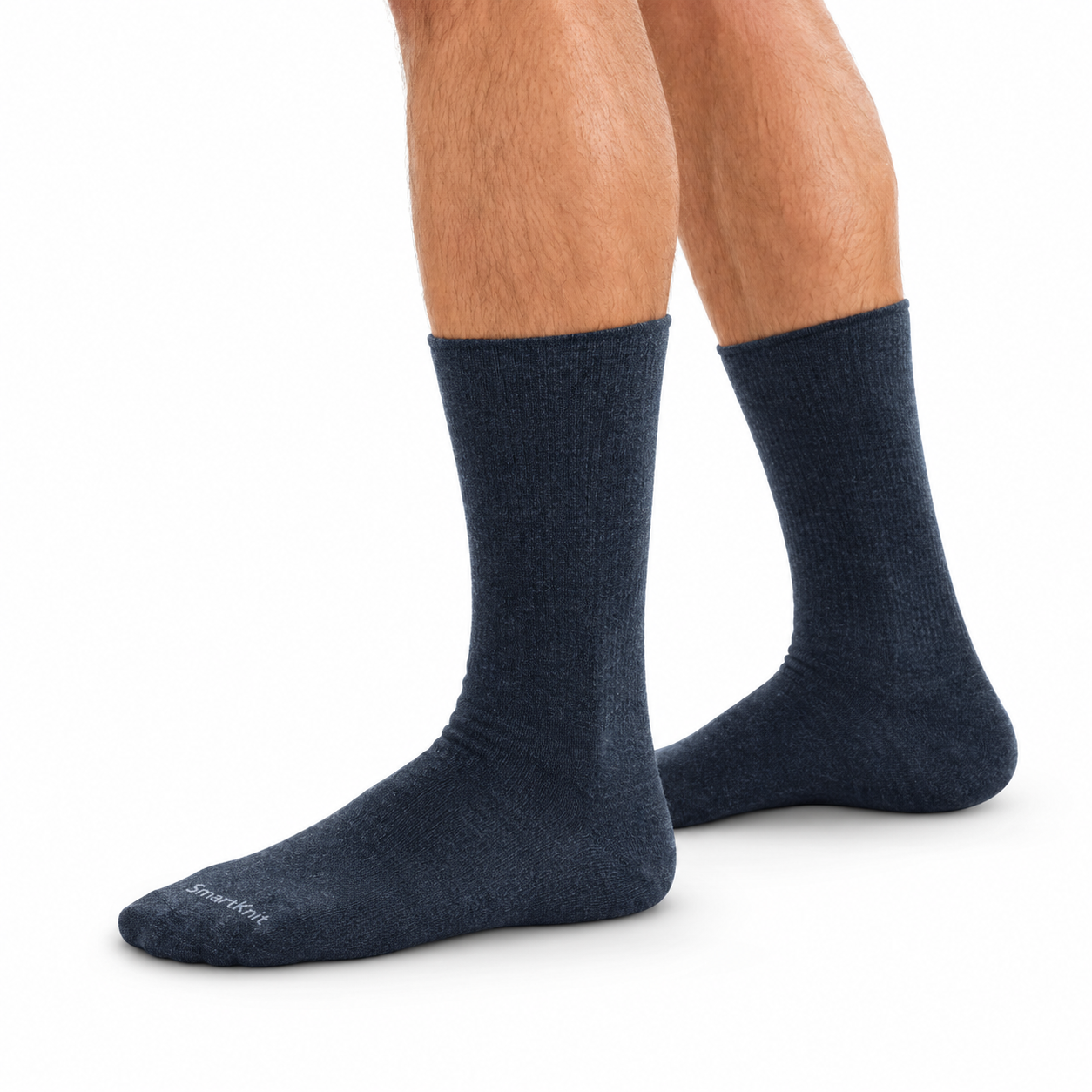 SmartKnit Seamless Navy Diabetic Crew Socks (Large)