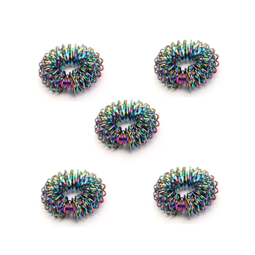 Spiky Finger Rings Rainbow (Pack of 5)