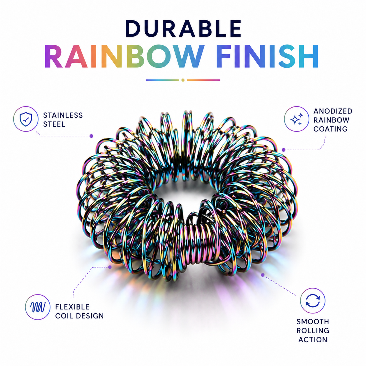 Spiky Finger Rings Rainbow (Pack of 5)