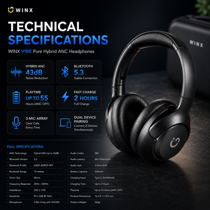 WINX VIBE Pure Hybrid ANC Headphones