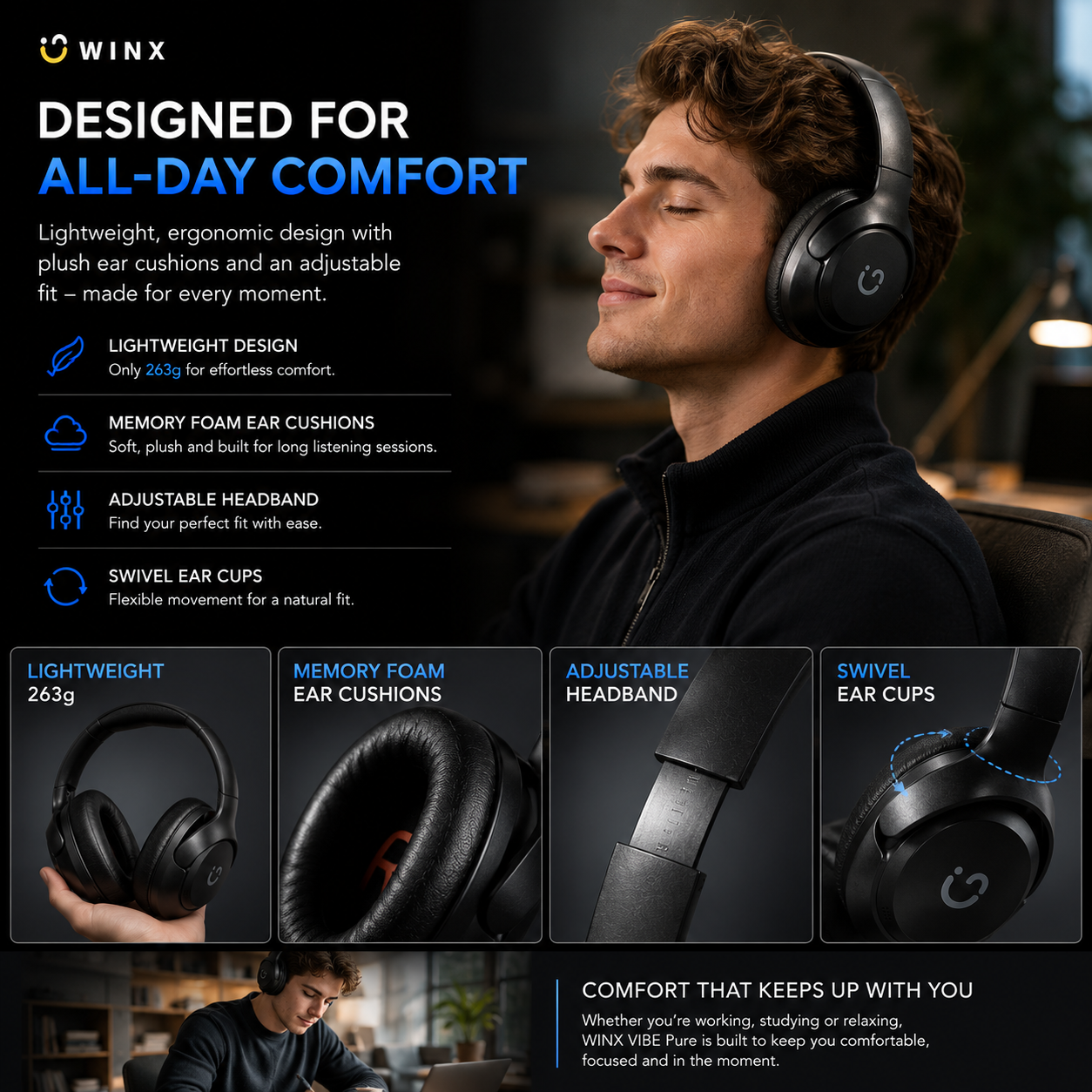 WINX VIBE Pure Hybrid ANC Headphones