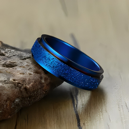 Blue Glitter Spinner Ring