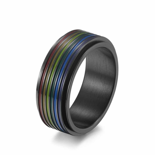Rainbow Spinner Ring (Black)