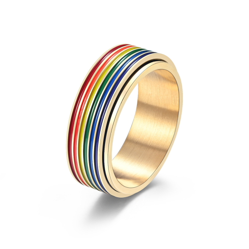 Rainbow Spinner Ring (Gold)