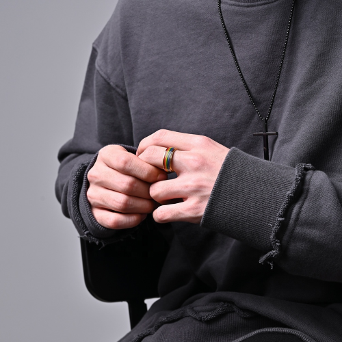 Rainbow Spinner Ring (Black)