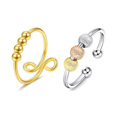 Adjustable Gold/Silver Plated Bead Spinner Ring