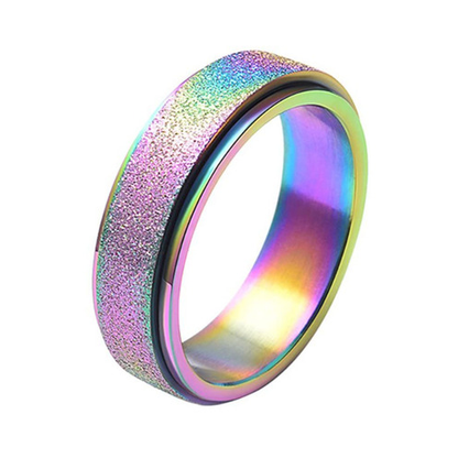 Rainbow Glitter Spinner Ring