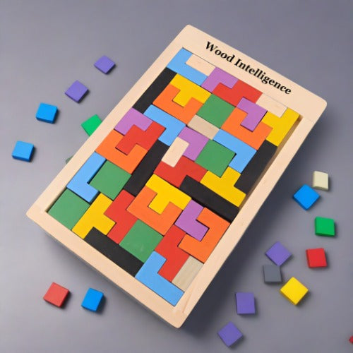 Wooden Tetris Tangram Puzzle - Autism Resources South Africa
