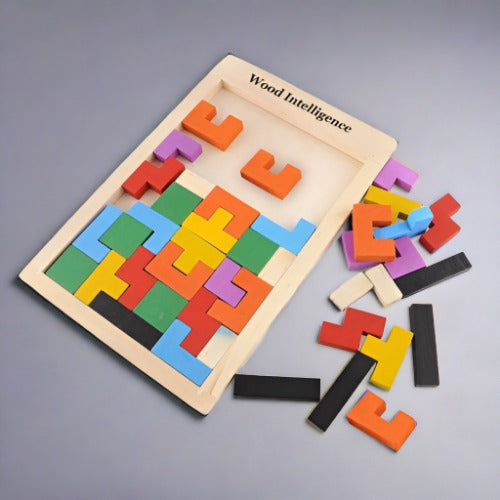 Wooden Tetris Tangram Puzzle - Autism Resources South Africa